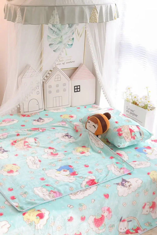 Planet Gates pachacco blanket / 200x200cm Cartoon Hello Kitty Plush Blanket Anime Flannel Pillowcase Kawaii Sanrio Room Decor Nap Air Conditioner QuiltFine Gift For Girl