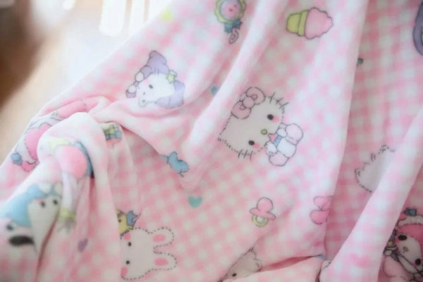 Planet Gates pachacco blanket / 200x200cm Cartoon Hello Kitty Plush Blanket Anime Flannel Pillowcase Kawaii Sanrio Room Decor Nap Air Conditioner QuiltFine Gift For Girl