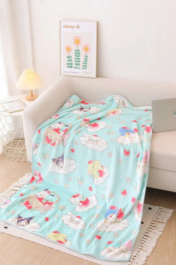 Planet Gates pachacco blanket / 200x200cm Cartoon Hello Kitty Plush Blanket Anime Flannel Pillowcase Kawaii Sanrio Room Decor Nap Air Conditioner QuiltFine Gift For Girl