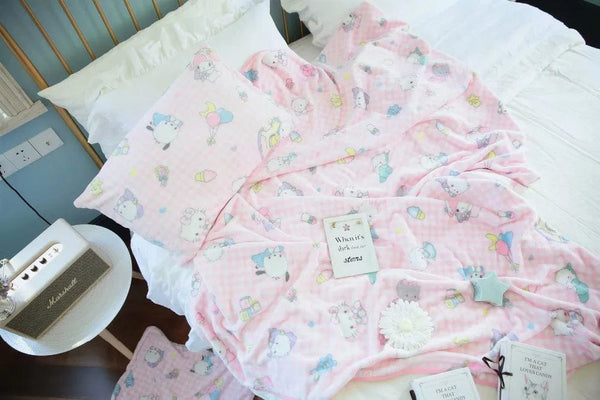 Planet Gates pachacco blanket / 200x200cm Cartoon Hello Kitty Plush Blanket Anime Flannel Pillowcase Kawaii Sanrio Room Decor Nap Air Conditioner QuiltFine Gift For Girl