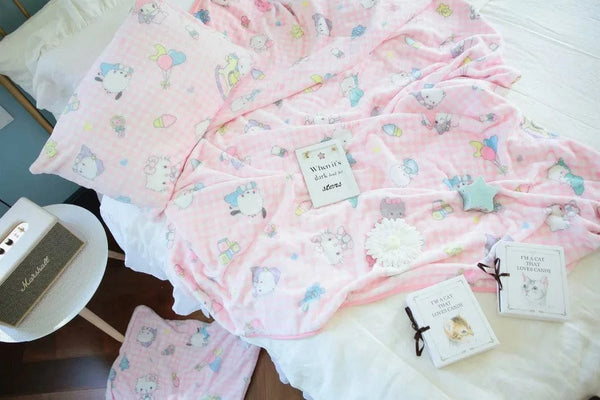 Planet Gates pachacco blanket / 200x200cm Cartoon Hello Kitty Plush Blanket Anime Flannel Pillowcase Kawaii Sanrio Room Decor Nap Air Conditioner QuiltFine Gift For Girl