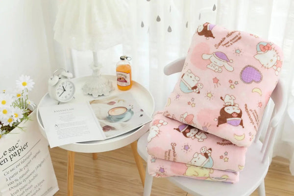 Planet Gates pachacco blanket / 200x200cm Cartoon Hello Kitty Plush Blanket Anime Flannel Pillowcase Kawaii Sanrio Room Decor Nap Air Conditioner QuiltFine Gift For Girl