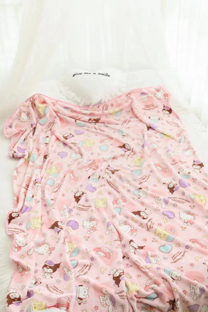 Planet Gates pachacco blanket / 200x200cm Cartoon Hello Kitty Plush Blanket Anime Flannel Pillowcase Kawaii Sanrio Room Decor Nap Air Conditioner QuiltFine Gift For Girl