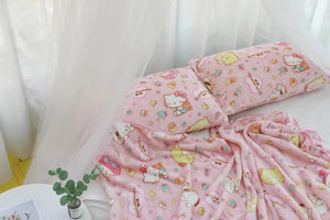 Planet Gates pachacco blanket / 200x200cm Cartoon Hello Kitty Plush Blanket Anime Flannel Pillowcase Kawaii Sanrio Room Decor Nap Air Conditioner QuiltFine Gift For Girl