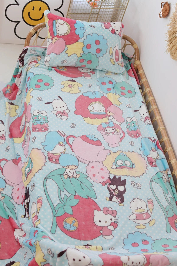 Planet Gates pachacco blanket / 200x200cm Cartoon Hello Kitty Plush Blanket Anime Flannel Pillowcase Kawaii Sanrio Room Decor Nap Air Conditioner QuiltFine Gift For Girl