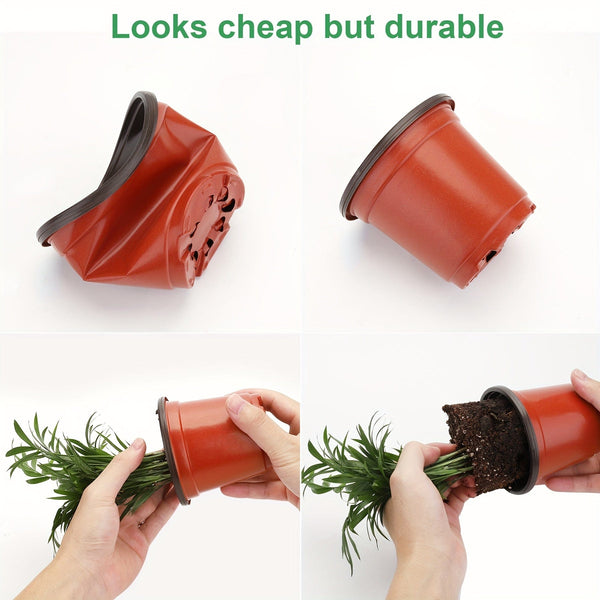 Planet Gates Pack Of 50 With Lid 50 Packs, Plant Nursery Pots With Humidity Domes, 50 Sets 10.16 Cm Soft Nursery Pots (50 Pots + 50 Clear Lids), Seed Starter Pots Small Planter Containers With Drain Holes