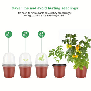 Planet Gates Pack Of 50 With Lid 50 Packs, Plant Nursery Pots With Humidity Domes, 50 Sets 10.16 Cm Soft Nursery Pots (50 Pots + 50 Clear Lids), Seed Starter Pots Small Planter Containers With Drain Holes