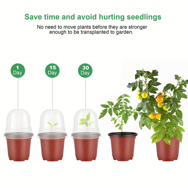 Planet Gates Pack Of 50 With Lid 50 Packs, Plant Nursery Pots With Humidity Domes, 50 Sets 10.16 Cm Soft Nursery Pots (50 Pots + 50 Clear Lids), Seed Starter Pots Small Planter Containers With Drain Holes