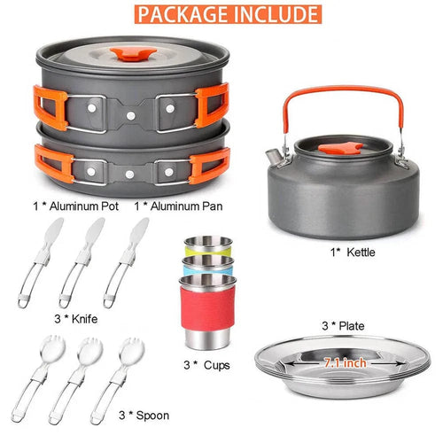 Planet Gates Package 2 / CHINA Camping Travel Equipment Tableware Cookware Kit Pots Burner Gas Stove Accessories Kitchen Utensils Sets Picnic BBQ Supplies