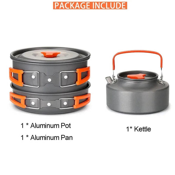 Planet Gates Package 3 / CHINA Camping Travel Equipment Tableware Cookware Kit Pots Burner Gas Stove Accessories Kitchen Utensils Sets Picnic BBQ Supplies