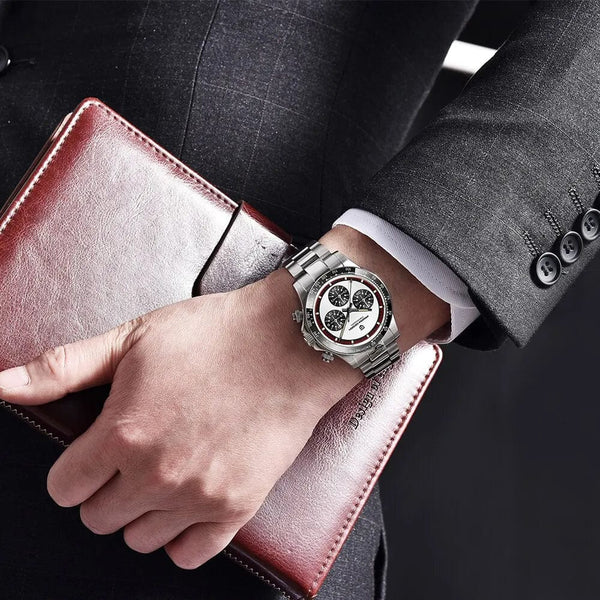 Planet Gates PAGANI DESIGN 2024 New Men Quartz Wristwatch Fashion Ceramic Bezel Chronograph Stopwatch Waterproof 100m Stainless Watch for Men