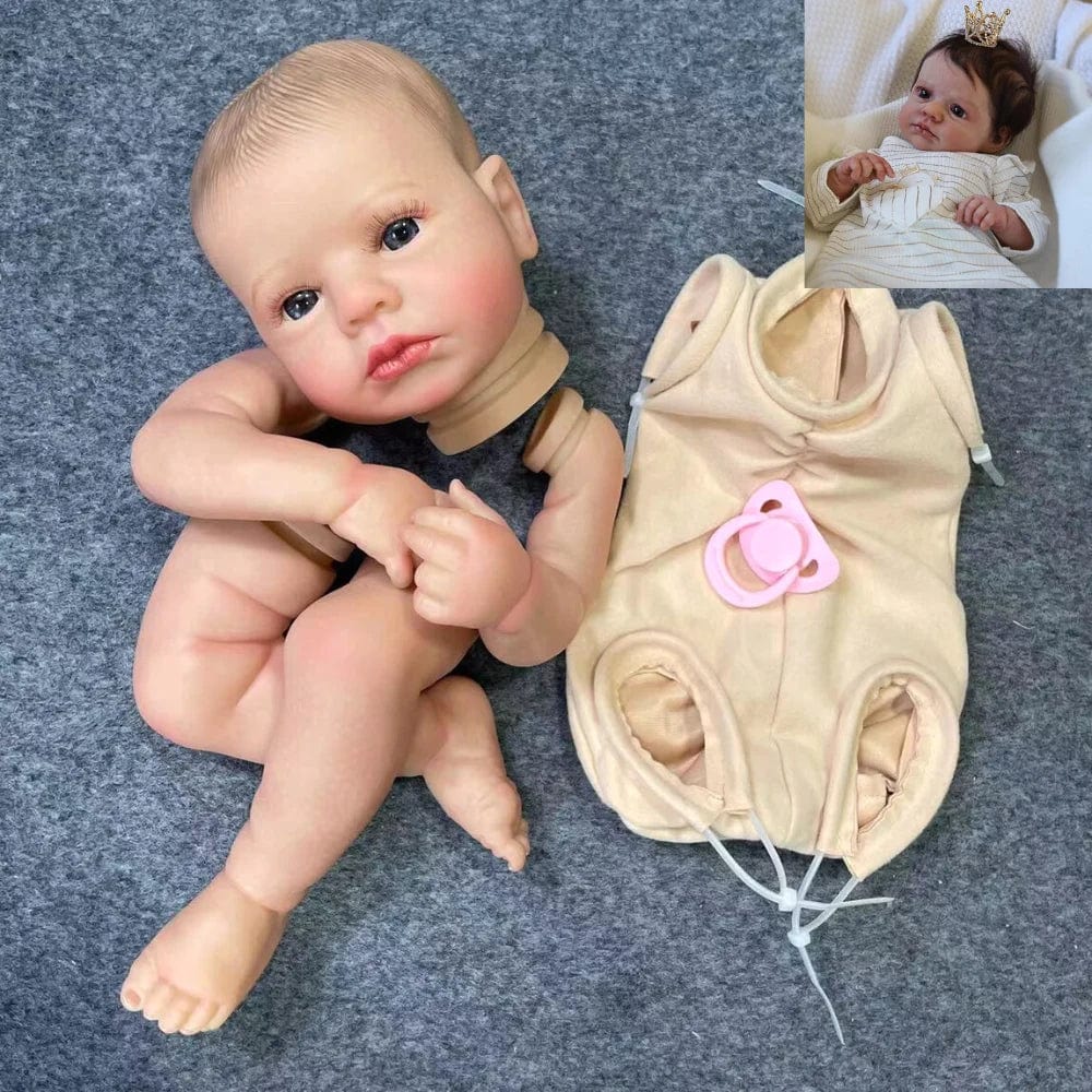 Planet Gates Painted Doll Kit 20Inch Already Painted Reborn Baby Kit LouLou Awake With Hair and Eyelashes 3D Painted Skin Unassembled DIY Handmade Doll Parts