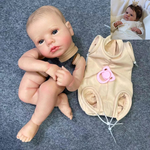 Planet Gates Painted Doll Kit 20Inch Already Painted Reborn Baby Kit LouLou Awake With Hair and Eyelashes 3D Painted Skin Unassembled DIY Handmade Doll Parts