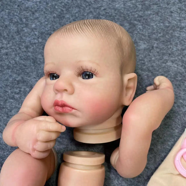Planet Gates Painted Doll Kit 20Inch Already Painted Reborn Baby Kit LouLou Awake With Hair and Eyelashes 3D Painted Skin Unassembled DIY Handmade Doll Parts
