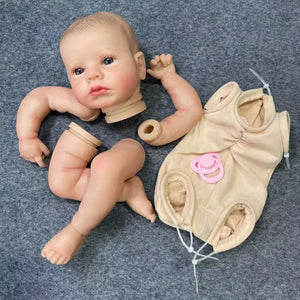 Planet Gates Painted Doll Kit 20Inch Already Painted Reborn Baby Kit LouLou Awake With Hair and Eyelashes 3D Painted Skin Unassembled DIY Handmade Doll Parts