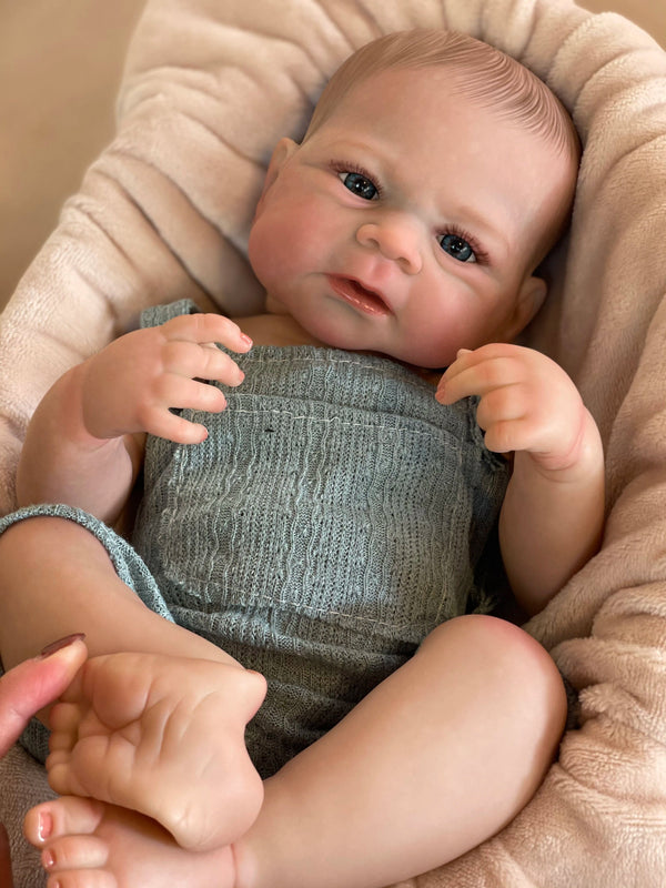 Planet Gates Painted Hair-Boy 19Inch Elijah Boy Full Body Soft Silicone Vinyl Dolls Painted Newborn Baby Doll Toys For Kid's Christmas Gift Muñecas Reborn