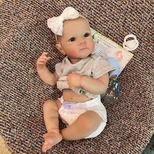 Planet Gates Painted Hair-Girl Cuddly Bettie Bebe Reborn Girl Full Body Silicone Doll 50cm Collectible Lifelike Realistic Art Reborn Dolls muñecas reborn
