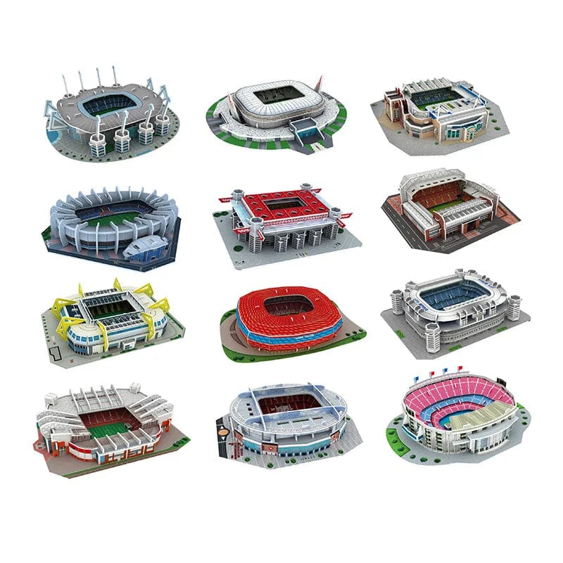 Planet Gates Palm Size DIY 3D Football Field Puzzle Mini Soccer Stadium Building Model Assembly Handmade Toys Desktop Decorations