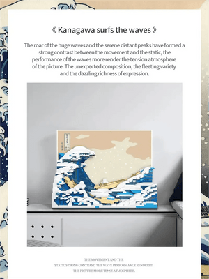 Planet Gates Pantasy Kanagawa Surfing Puzzle Ukiyo-E Building Block Decoration Creative Assembling Toy World Famous Painting Gift