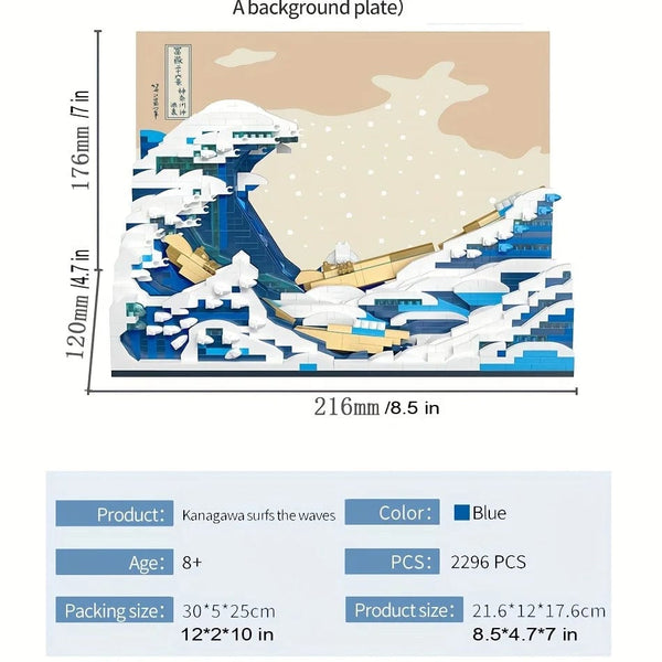 Planet Gates Pantasy Kanagawa Surfing Puzzle Ukiyo-E Building Block Decoration Creative Assembling Toy World Famous Painting Gift