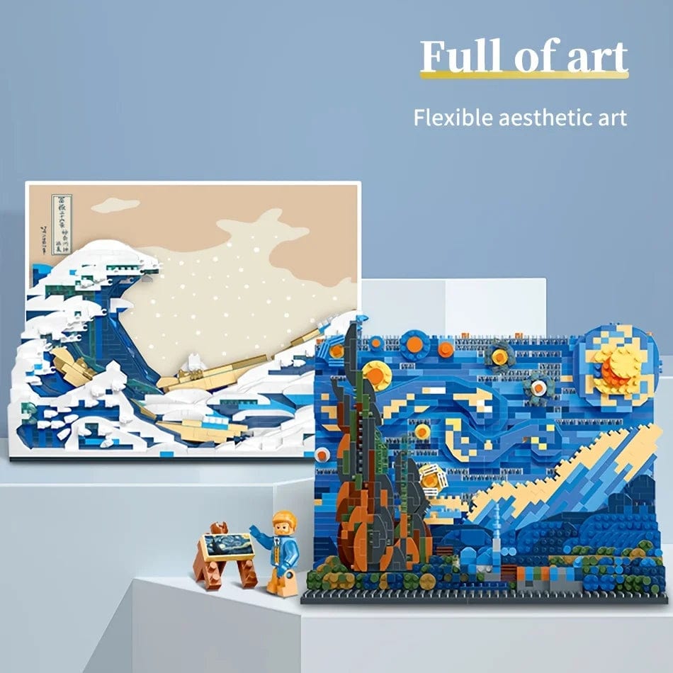 Planet Gates Pantasy Kanagawa Surfing Puzzle Ukiyo-E Building Block Decoration Creative Assembling Toy World Famous Painting Gift
