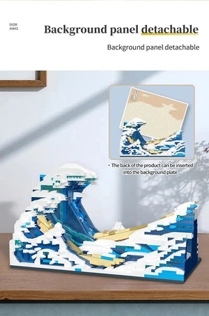 Planet Gates Pantasy Kanagawa Surfing Puzzle Ukiyo-E Building Block Decoration Creative Assembling Toy World Famous Painting Gift