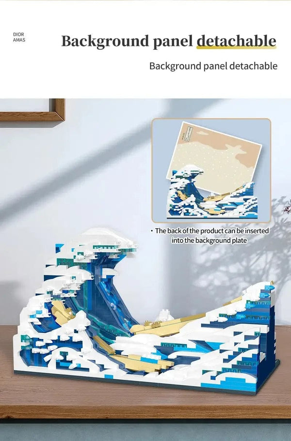 Planet Gates Pantasy Kanagawa Surfing Puzzle Ukiyo-E Building Block Decoration Creative Assembling Toy World Famous Painting Gift