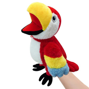 Planet Gates Parrot Bird Soft Stuffed Toy Doll Parrot Owl Eagle Flamingo Peacock Cospaly Plush Doll Educational Baby Toys Kawaii Hand Finger Puppet