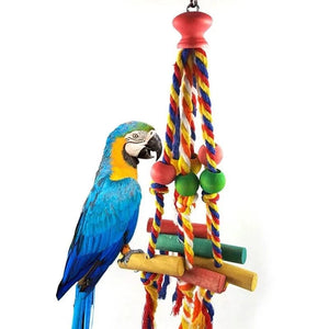 Planet Gates Parrot Chew Toy Cotton Rope Birds Toy Bite Bridge Bird Tearing Toys Cockatiels Training Hang Swings Birds Cage Supplies