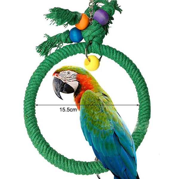 Planet Gates Parrot Chew Toy Cotton Rope Birds Toy Bite Bridge Bird Tearing Toys Cockatiels Training Hang Swings Birds Cage Supplies