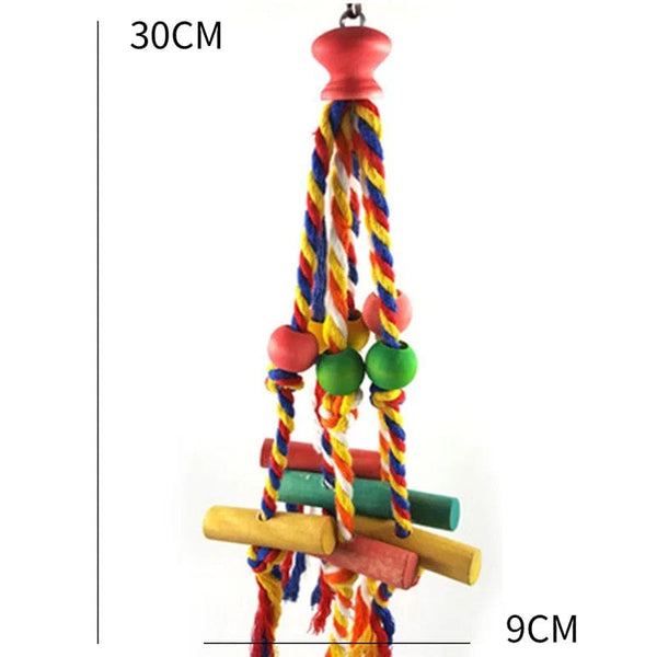 Planet Gates Parrot Chew Toy Cotton Rope Birds Toy Bite Bridge Bird Tearing Toys Cockatiels Training Hang Swings Birds Cage Supplies