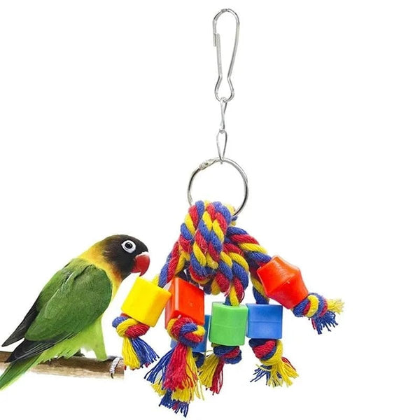 Planet Gates Parrot Chew Toy Cotton Rope Birds Toy Bite Bridge Bird Tearing Toys Cockatiels Training Hang Swings Birds Cage Supplies