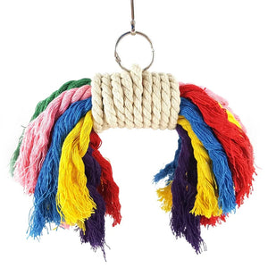 Planet Gates Parrot Chew Toy Cotton Rope Birds Toy Bite Bridge Bird Tearing Toys Cockatiels Training Hang Swings Birds Cage Supplies