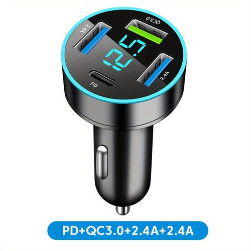 Planet Gates PD+QC3.0+2.4A+2.4A 66W PD20W QC3.0 SCP AFC Super Fast Car Charger: Get Lightning-Fast Charging For Your iPhone/iPad, Samsung, Android & More - With Digital Display!