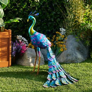 Planet Gates Peacock 1pc, Beautiful Peacock Statue, Metal Peacock Standing Statue Outdoor, Garden Decoration, Lawn Backyard Decoration, Courtyard, Party, Wedding Decoration