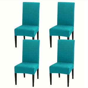 Planet Gates Peacock blue / Set  Of  4 4pcs Set/6pcs Set Milk Silk Elastic Home Kitchen Dining Chair Slipcover, Chair Cover, Furniture Protector For Wedding Office Living Room Hotel Home Decor