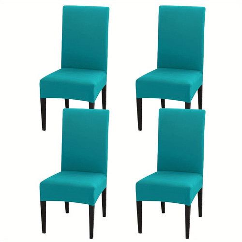 Planet Gates Peacock blue / Set  Of  4 4pcs Set/6pcs Set Milk Silk Elastic Home Kitchen Dining Chair Slipcover, Chair Cover, Furniture Protector For Wedding Office Living Room Hotel Home Decor