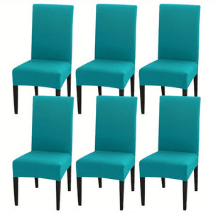 Planet Gates Peacock blue / Set  Of  6 4pcs Set/6pcs Set Milk Silk Elastic Home Kitchen Dining Chair Slipcover, Chair Cover, Furniture Protector For Wedding Office Living Room Hotel Home Decor