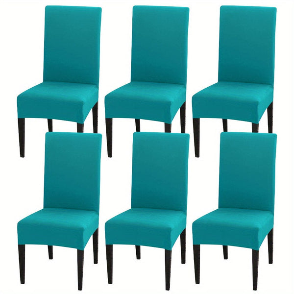Planet Gates Peacock blue / Set  Of  6 4pcs Set/6pcs Set Milk Silk Elastic Home Kitchen Dining Chair Slipcover, Chair Cover, Furniture Protector For Wedding Office Living Room Hotel Home Decor