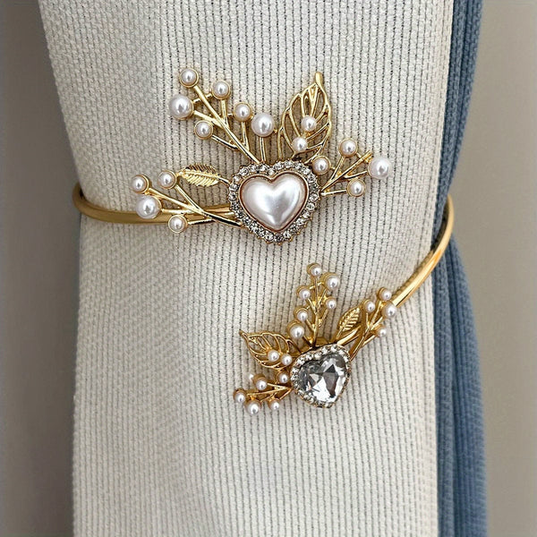 Planet Gates Pearl 1pc Elegant Metal Faux Pearl Curtain Holdback with Three-dimensional Flower Design - Perfect for Bedroom, Office, Kitchen, Living Room, and Study - Adds a Touch of Luxury to Your Home Decor