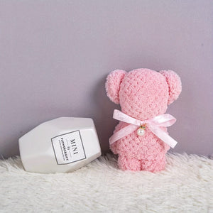 Planet Gates Pearl Bear Pink / 30*30cm Pearl Bear 1pc Cute Bear Shaped Towel, Super Soft Square Towel, Coral Velvet Towel, Cute Towel Gift, Home Decor, Housewarming Gift