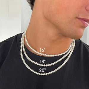 Planet Gates Pearl Necklace Men Simple Handmade Strand Bead Necklace 2022 New Trendy Men Jewelry for Women Girls Wedding Banquet Necklaces
