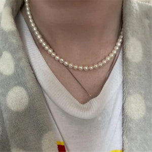 Planet Gates Pearl Necklace Men Simple Handmade Strand Bead Necklace 2022 New Trendy Men Jewelry for Women Girls Wedding Banquet Necklaces