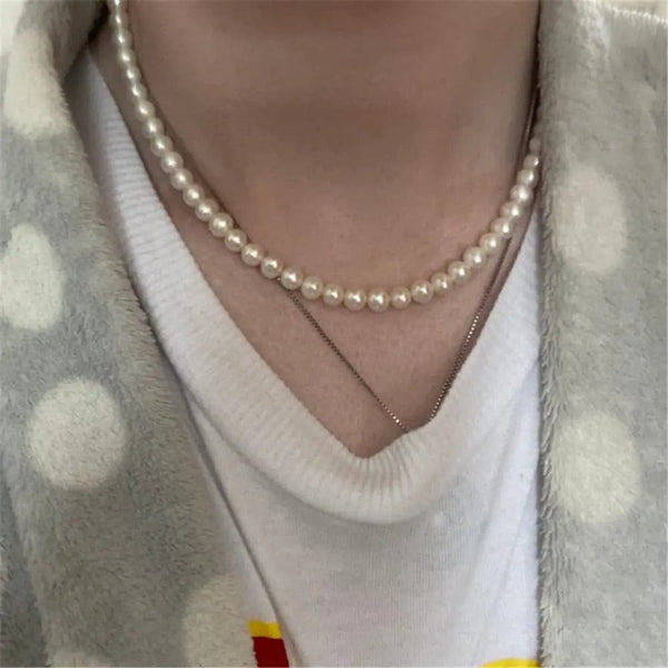 Planet Gates Pearl Necklace Men Simple Handmade Strand Bead Necklace 2022 New Trendy Men Jewelry for Women Girls Wedding Banquet Necklaces