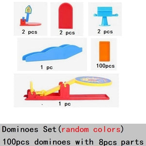 Planet Gates Pedal Set 100pcs Dominoes Blocks Train Plastic Toys Kids Early Educational Dominoes Plane Games For Children Boy Girls Christmas Gift