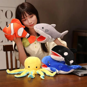 Planet Gates Penguin-25cm / CHINA Stuffed Plush Animals Toys Hand Finger Story Puppet Kawaii Dolls Educational Toys Octopus Penguin Clown Fish Birthday Gift