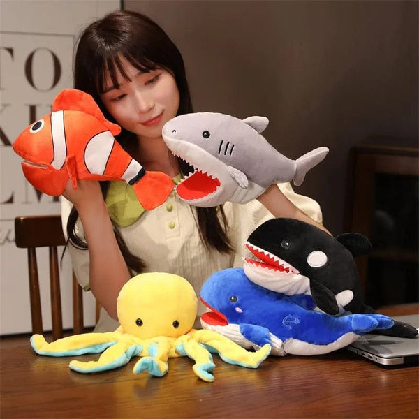 Planet Gates Penguin-25cm / CHINA Stuffed Plush Animals Toys Hand Finger Story Puppet Kawaii Dolls Educational Toys Octopus Penguin Clown Fish Birthday Gift