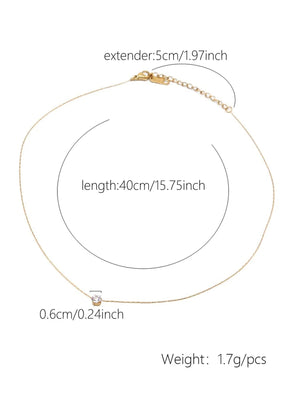 Planet Gates Peri'sbox Dainty Minimalist Solitaire Zircon Charm Necklace Anti Tarnish Stainless Steel Chain Round Clear Cz Stone Necklace New