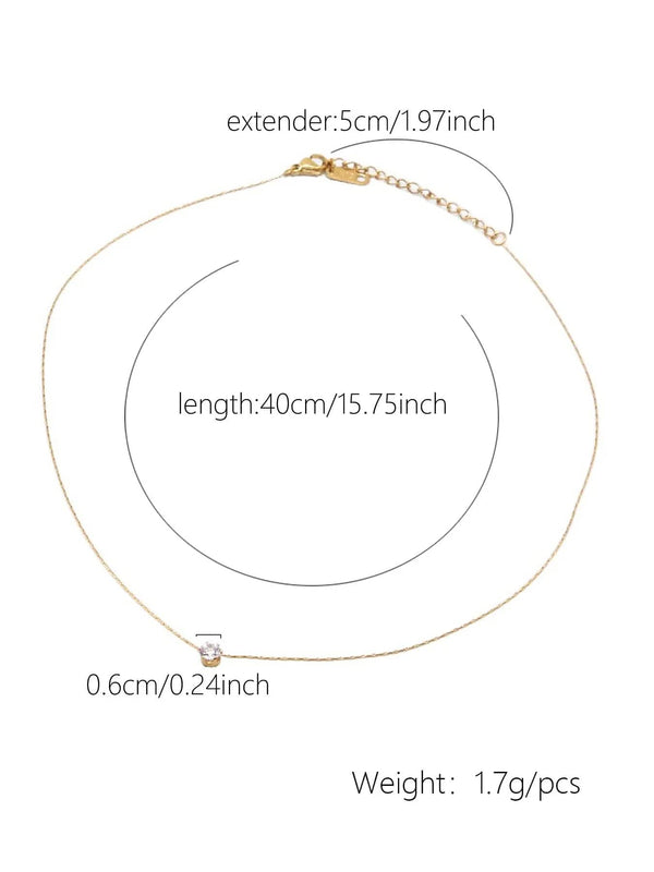 Planet Gates Peri'sbox Dainty Minimalist Solitaire Zircon Charm Necklace Anti Tarnish Stainless Steel Chain Round Clear Cz Stone Necklace New