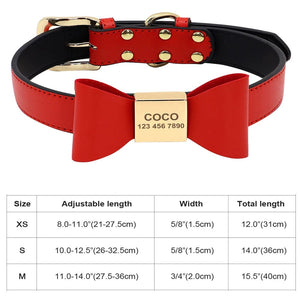 Planet Gates Personalized Dog Cat Collar Adjustable Cat Crystal Collars Anti-lost Leather Puppy Cats Necklace Bowtie Rhinestone Accessories
